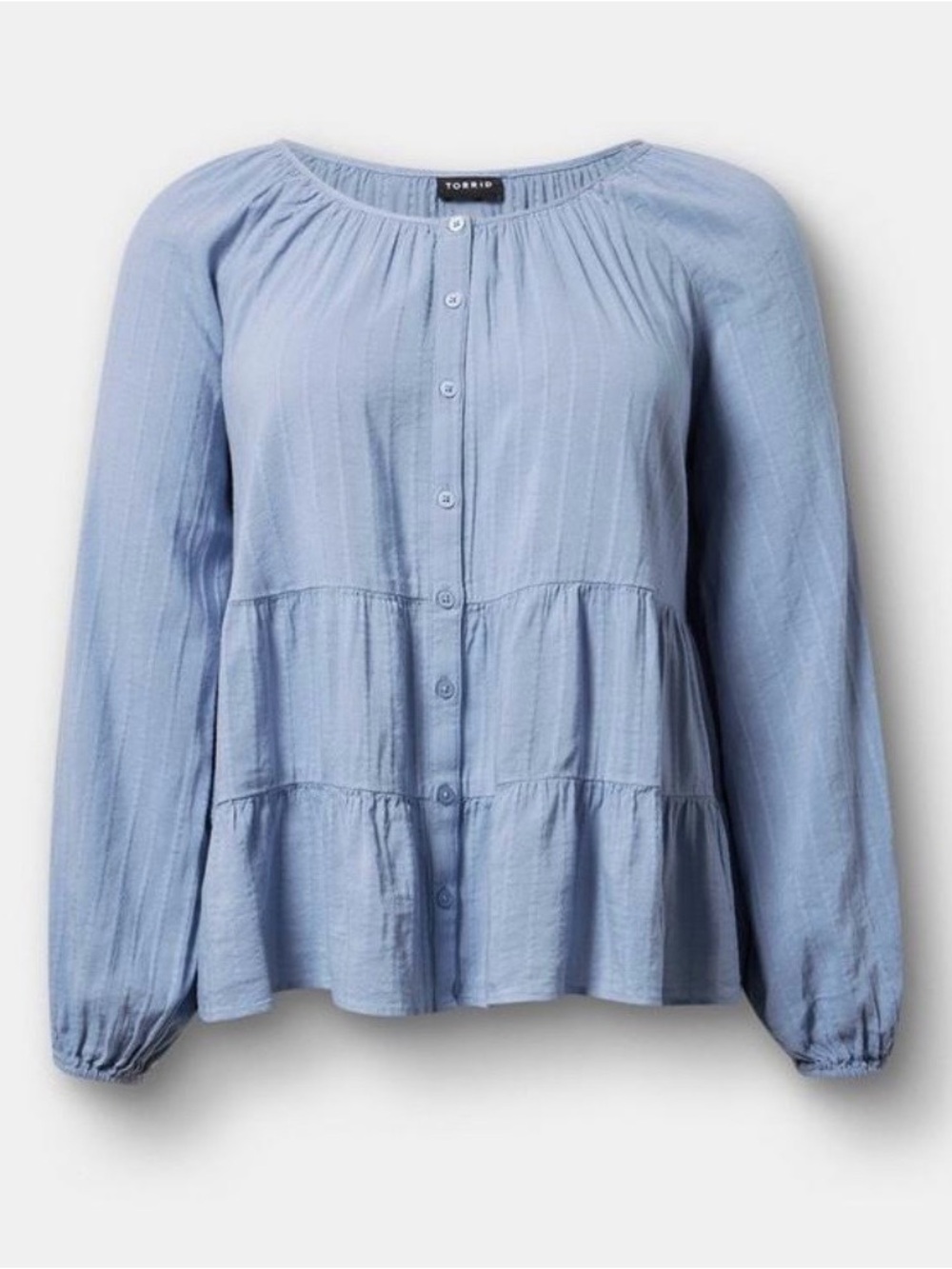 Torrid Baby Tiered Blue Button Down Babydoll Top - Size 0 - NWOT! - Picture 6 of 11
